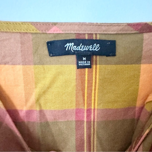 Madewell Plaid Babydoll Cami Dress Madras Spiced Olive M - Picture 11 of 12